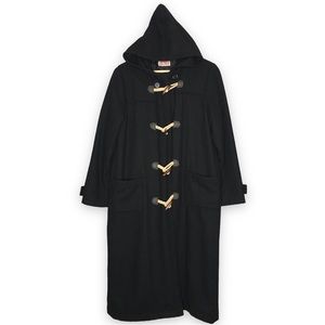 SUPER ABLE Vtg Women's Long Hoodie Coat Wooden Toggle Button Witchy Whimsigoth